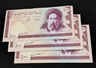 تریپل اسکناس ۱۰۰ ریالی حسینی شیبانی شماره ریز سوپربانکی UNC